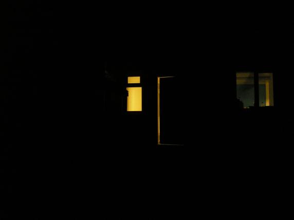 Photo of the farm house at night